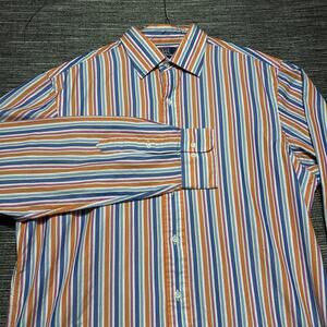 Polo By Ralph Lauren Button Up Shirt Men's L Blue Striped Colorful Curham Custom